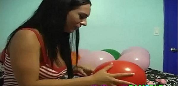  Balloon Blowing Teen with Big Tits